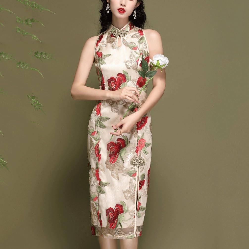 Cheongsam Dress Female Chinese Embroidery Temperament Young