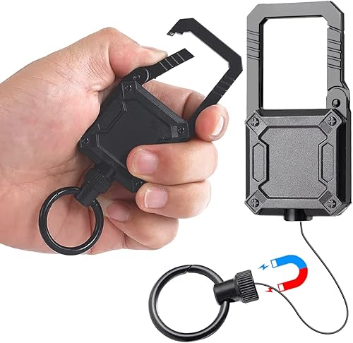 Miniatura 4 de Llavero magnético retráctil con caja de regalo, mosquetón resistente con cable de 25 pulgadas, llaves y herramientas de hasta 50 onzas, regalo para