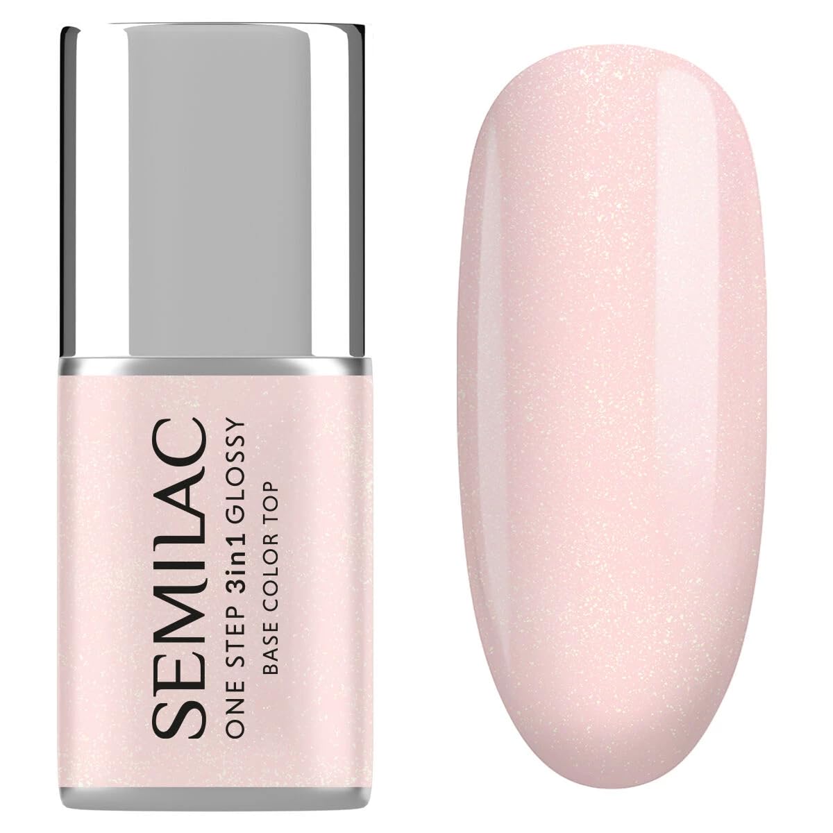 S257 Semilac lakier do paznokci UV 3 w 1 One Step Glossy Naked Glitter Rose 7 ml – Nude Glitter Rosé UV Gel lakier do paznokci 3 w 1 | idealny do efektów brokatowych | długotrwały połysk