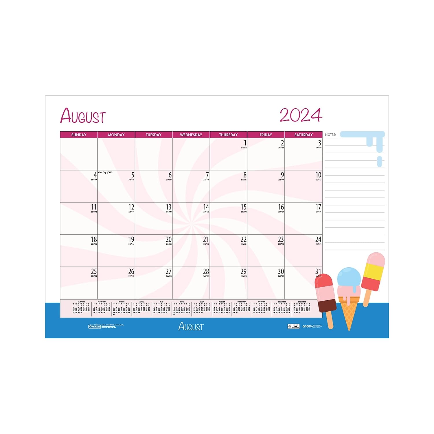 2024–2025 House of Doolittle saisonale Feiertagsdarstellungen, 55,9 x 43,2 cm, akademischer Monats-Schreibtischunterlage, Kalender (1395–25)