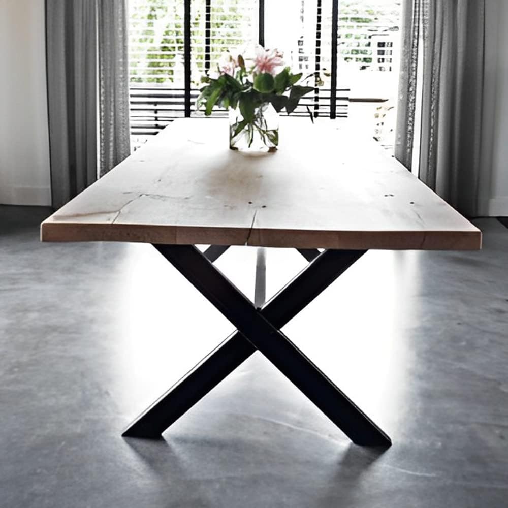 Metal Table Legs Set of 2, 28” Height 20” Wide Desk Legs X Type Iron Dining Table Legs, Black Color Industrial Country Style Metal Furniture Legs…