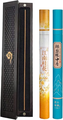 Caja de incienso de ébano de madera maciza y 80 piezas de incienso de hilo para decoración del hogar, adornos de escritorio para