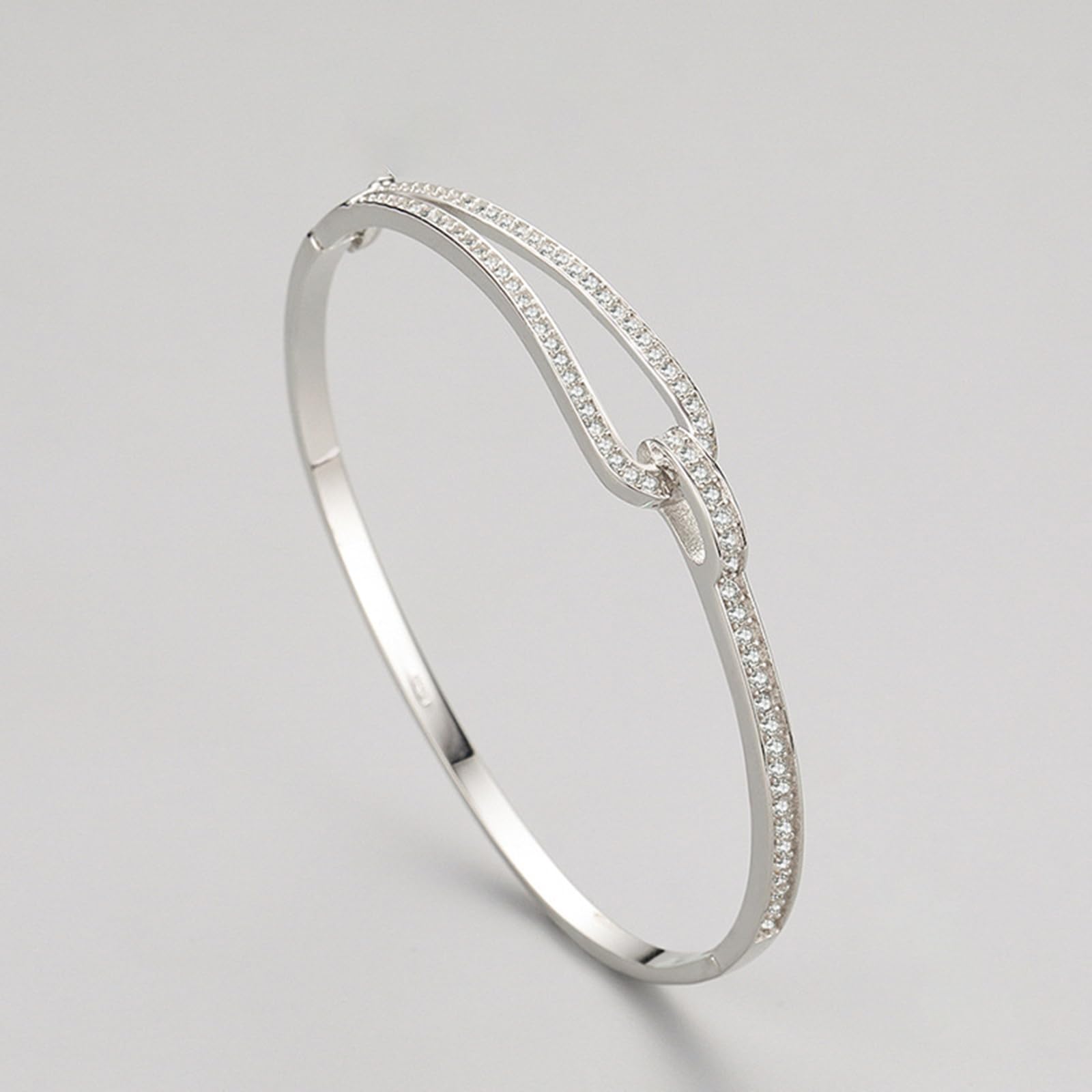 Pulsera de plata de ley 925 con circonita cúbica, pulsera infinita de plata para novia, esposa, ella, adecuada para aniversario