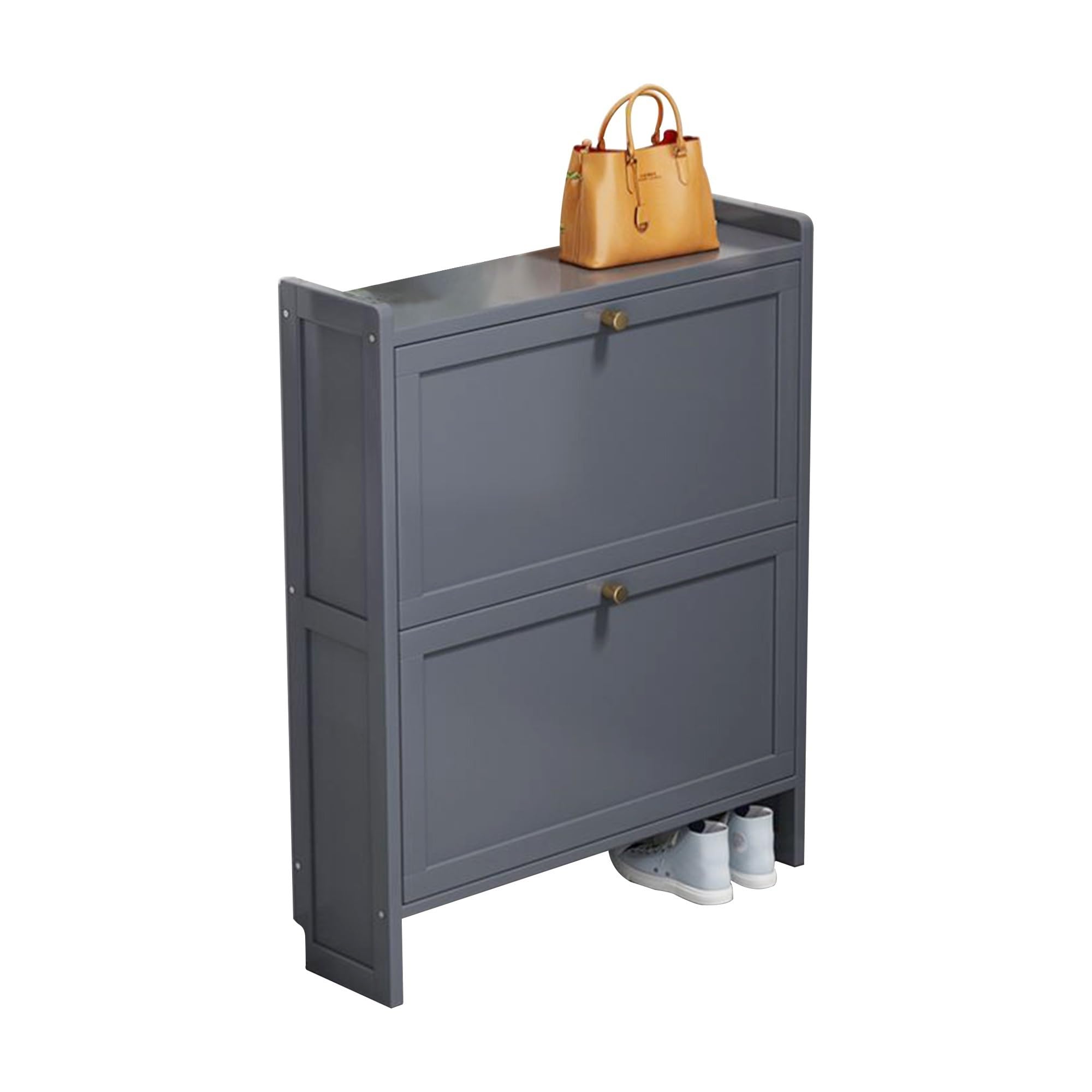 Maupvit Scarpiera con 2 cassetti ribaltabili, organizer autoportante con gambe in metallo per ingresso, scarpiera stretta, beige