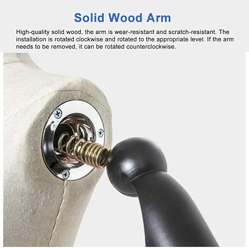 Miniatura 3 de QUANGJN Upgraded Female Dress Form - Mannequin Torso Body with Wood Arm & Tripod Stand, 53-70 Inch Height Adjustable for Clothing Display