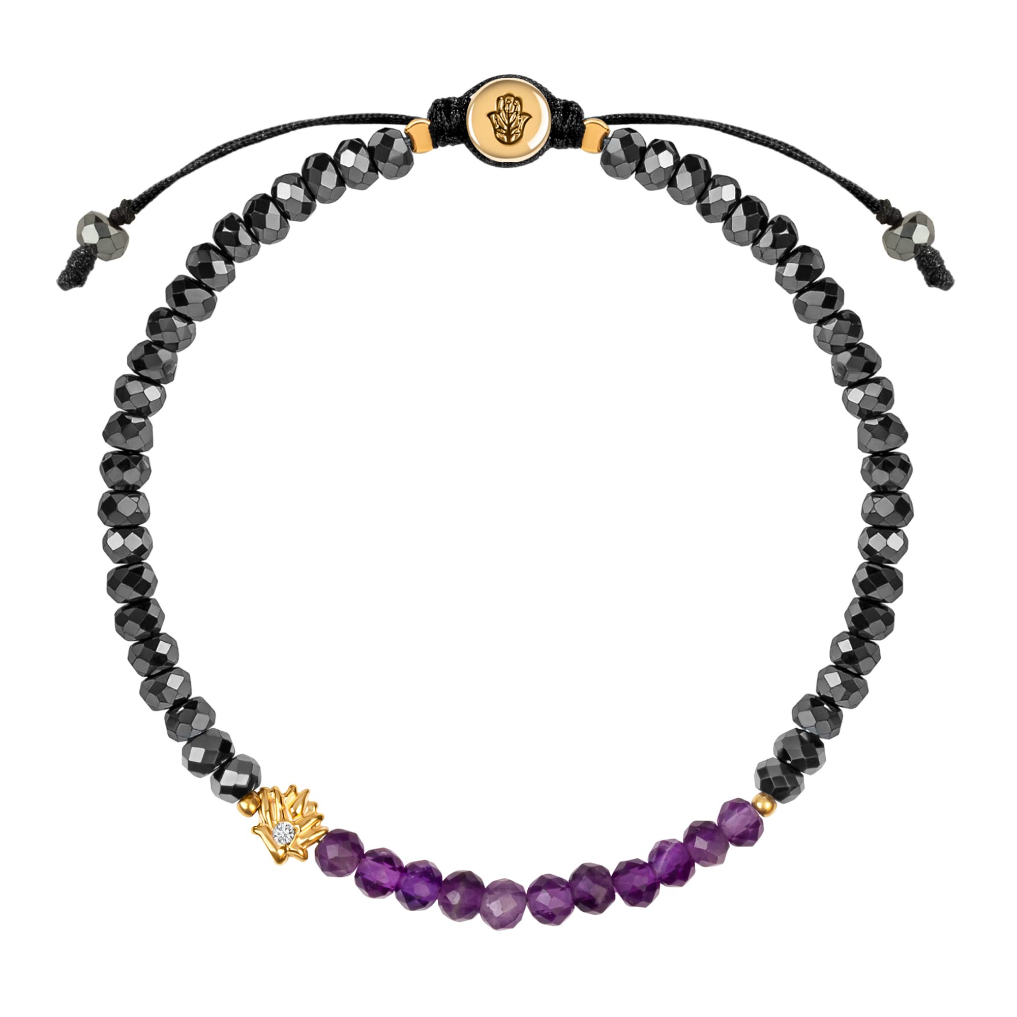 KARMA AND LUCK– Spiritual Love Rose Quartz Hematite Heart, Blessed Equilibrium Amethyst Lotus, Grounded in Balance Gold OM Chakra, Grounded in Love Evil Eye Tourmaline – Spiritual & Healing Jewelry, Bracelet for Women