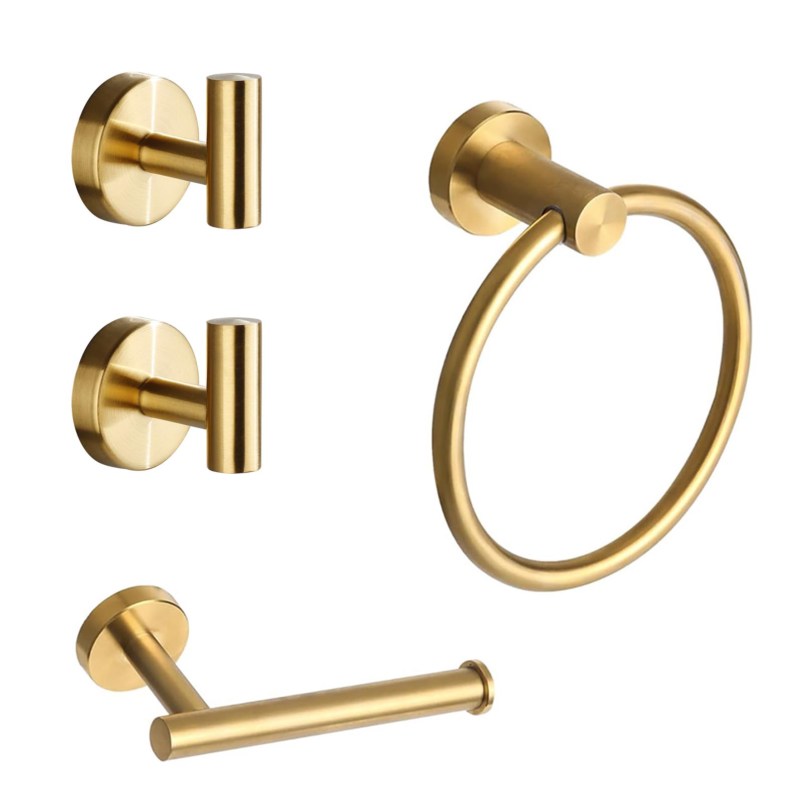 Betadistor Bathroom Hardware Accessories Set of 4, SUS 304 Stainless Steel Brushed Wall Mounted Rack