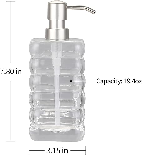 Miniatura 2 de Dispensador de bomba de jabón de vidrio, dispensador de jabón recargable para baño, cocina y encimera, diseño moderno duradero, ecológico, accesorio