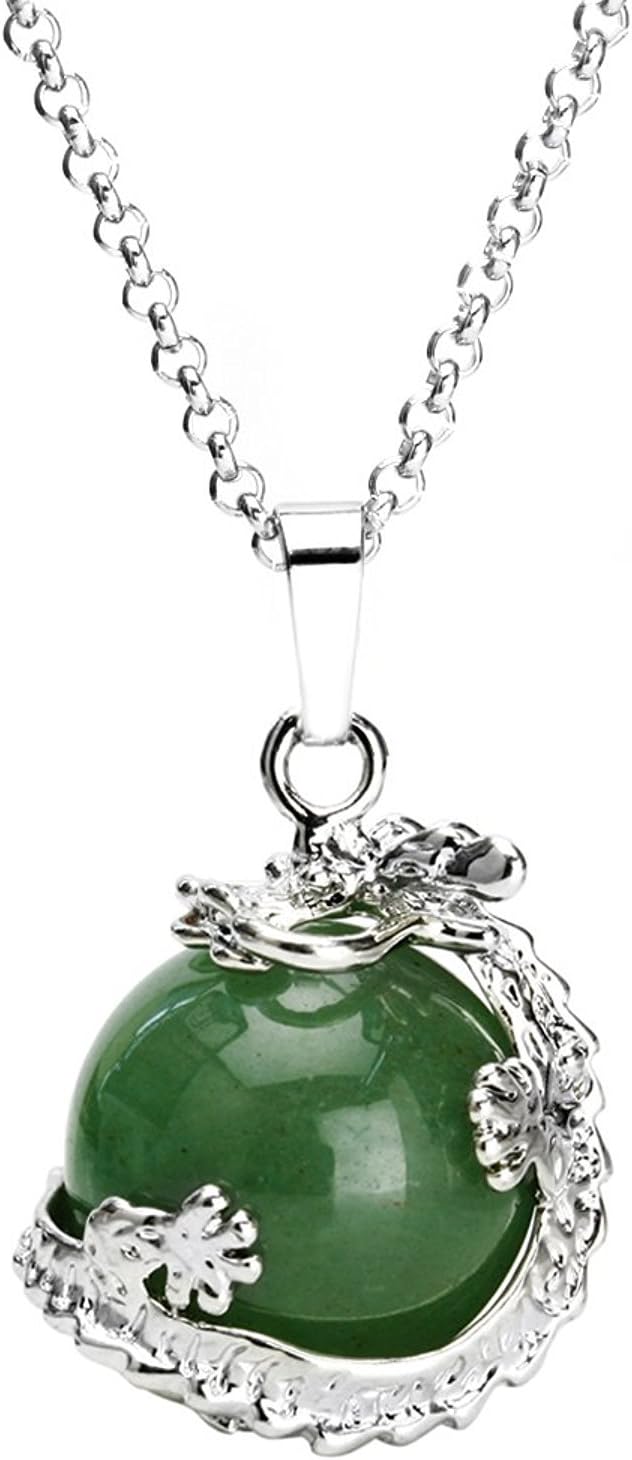 JEWELRIESHOP Dragon Necklace Chakra Reiki Healing Crystal Pendant Gemstone Necklace for Women Men