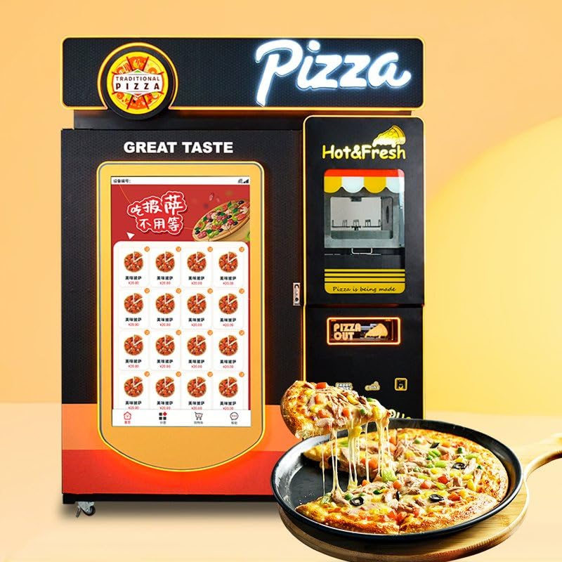 Máquina expendedora de pizza personalizable, estación de pizza de horno completamente automática con pantalla táctil inteligente, autoservicio 247