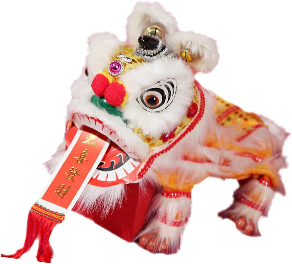 Chinese Lion Puppet for Festive Events Hand String Marionette Toy, Yellow