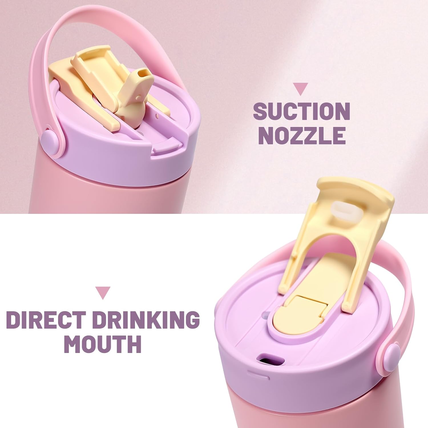 Stainless Steel Tumbler with Straw, 660ml/22oz Tumbler with Leak Proof 2-in-1 Lid, Reusable Double Walled Water Bottle, Portable Coffee Travel Mug, Fit in Cup Holder (Pastel Violet) - Image 2