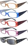 Eyekepper Ladies Spring Hinge Plastic Reading Glasses 5-Pack Readers Women Red +2.75