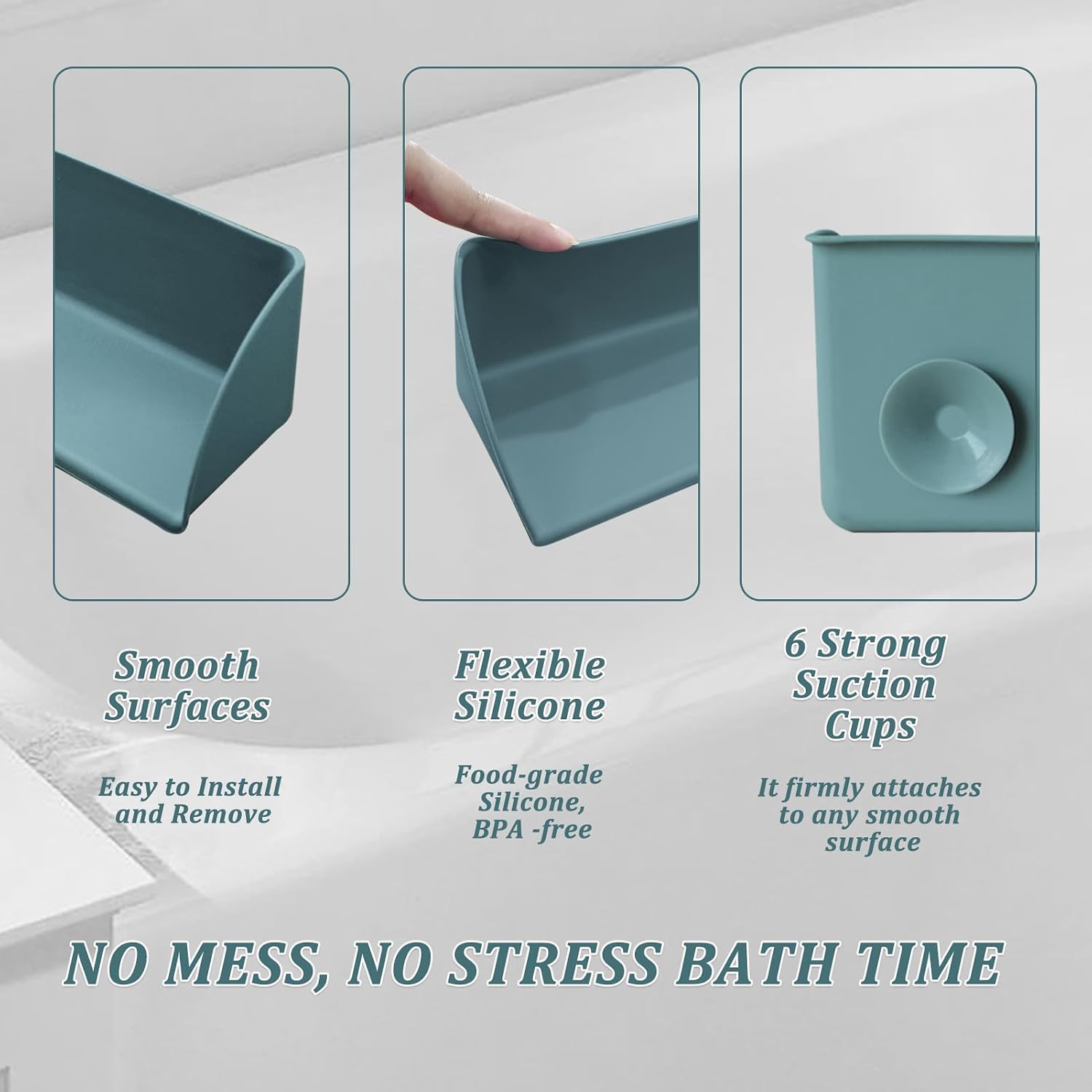 Bathtub Splash Guard Silicone Tub Water Splash Guard (Aqua)