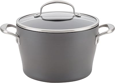 Anolon Allure Hard Anodized Aluminum Dutch Oven, 5 Quart, Dark Gray