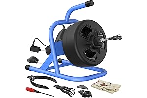 50 FT Electric Drain Auger Drain Snake with 4 Cutters