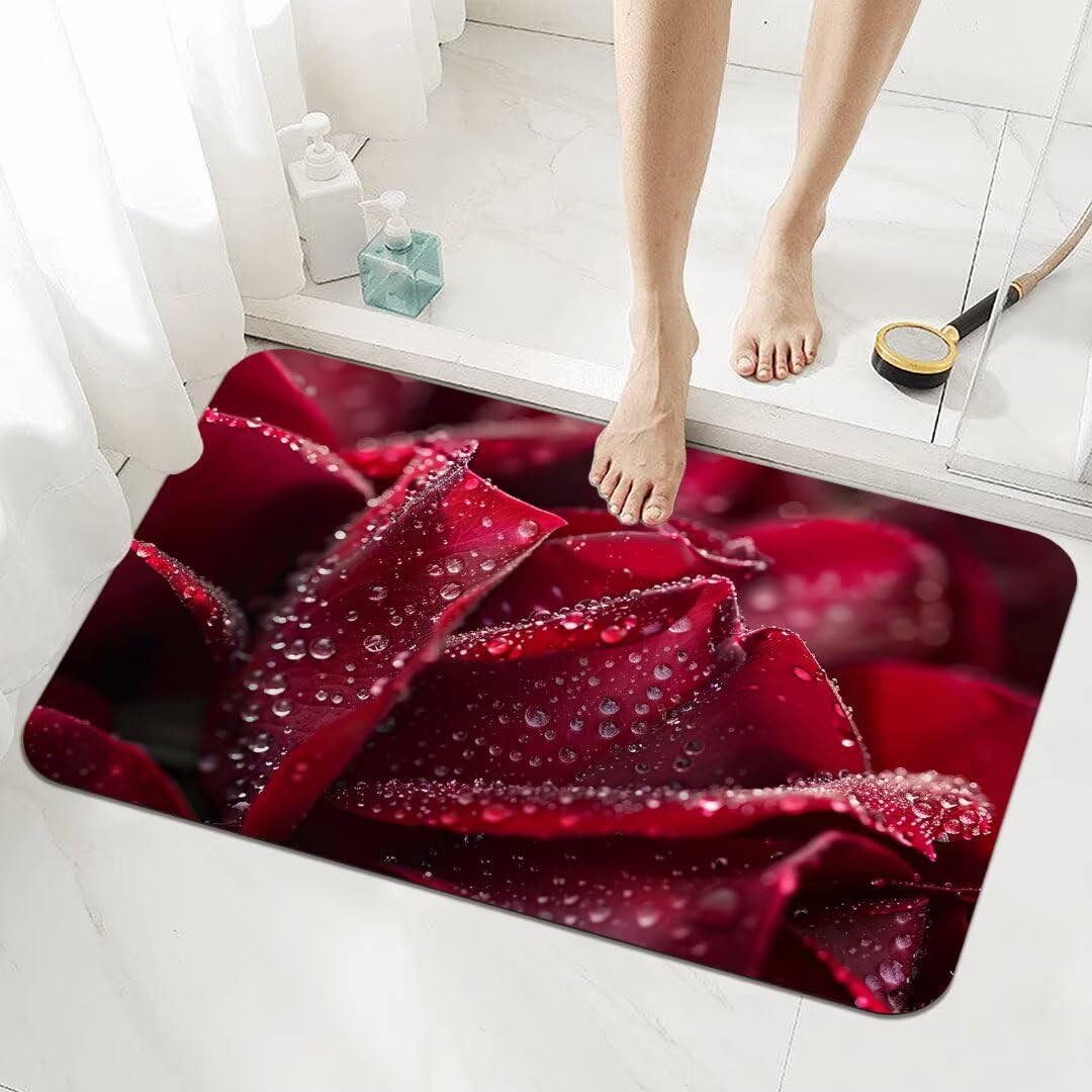 Badezimmerteppich Groß Schnelltrocknend Badteppich 160x230cm Rutschfester Badematte Red Absorbierender Duschvorleger Waschbar Badvorleger Dünn Bath Bathroom Mat Fußmatten Toilette Badewanne 5-928