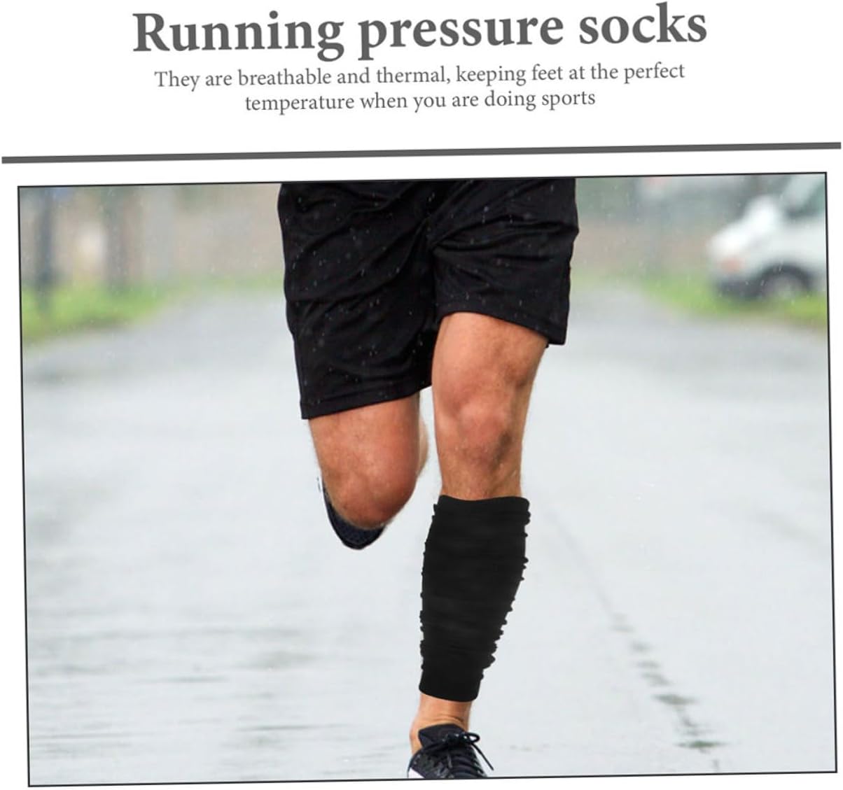 Outanaya 2pcs Men’s Football Leg Sleeves Compression Calf Sleeves Black High Elastic Support for Running Youth Sports Accessories