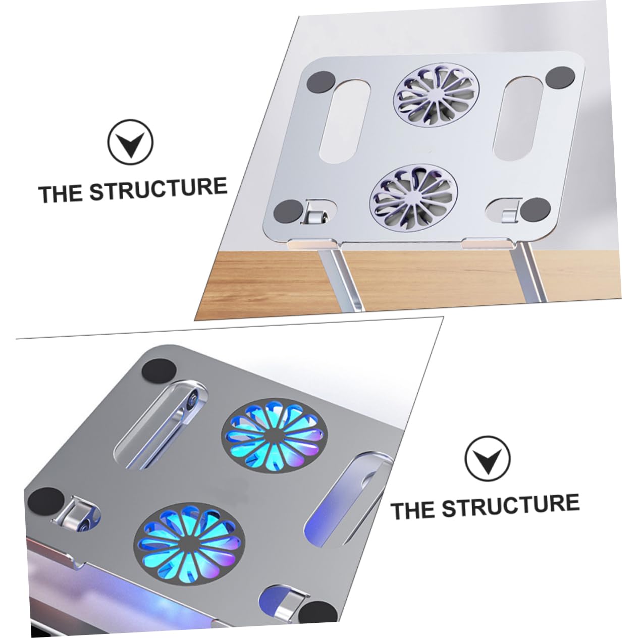 Angoily Base 17,3 Refrigerante Aleación de Aluminio Soporte, Ajustable Doble Turbina Elevación, Regulable y Junta Giratoria Pulgadas para Portátil para Laptop y Tablet
