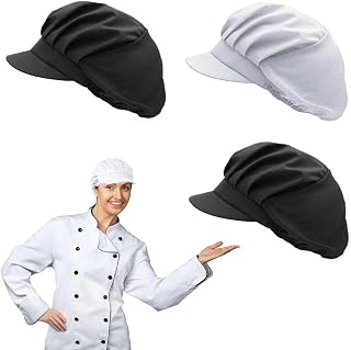 Gorro de chef elástico unisex, color negro, blanco, negro, blanco, Talla única