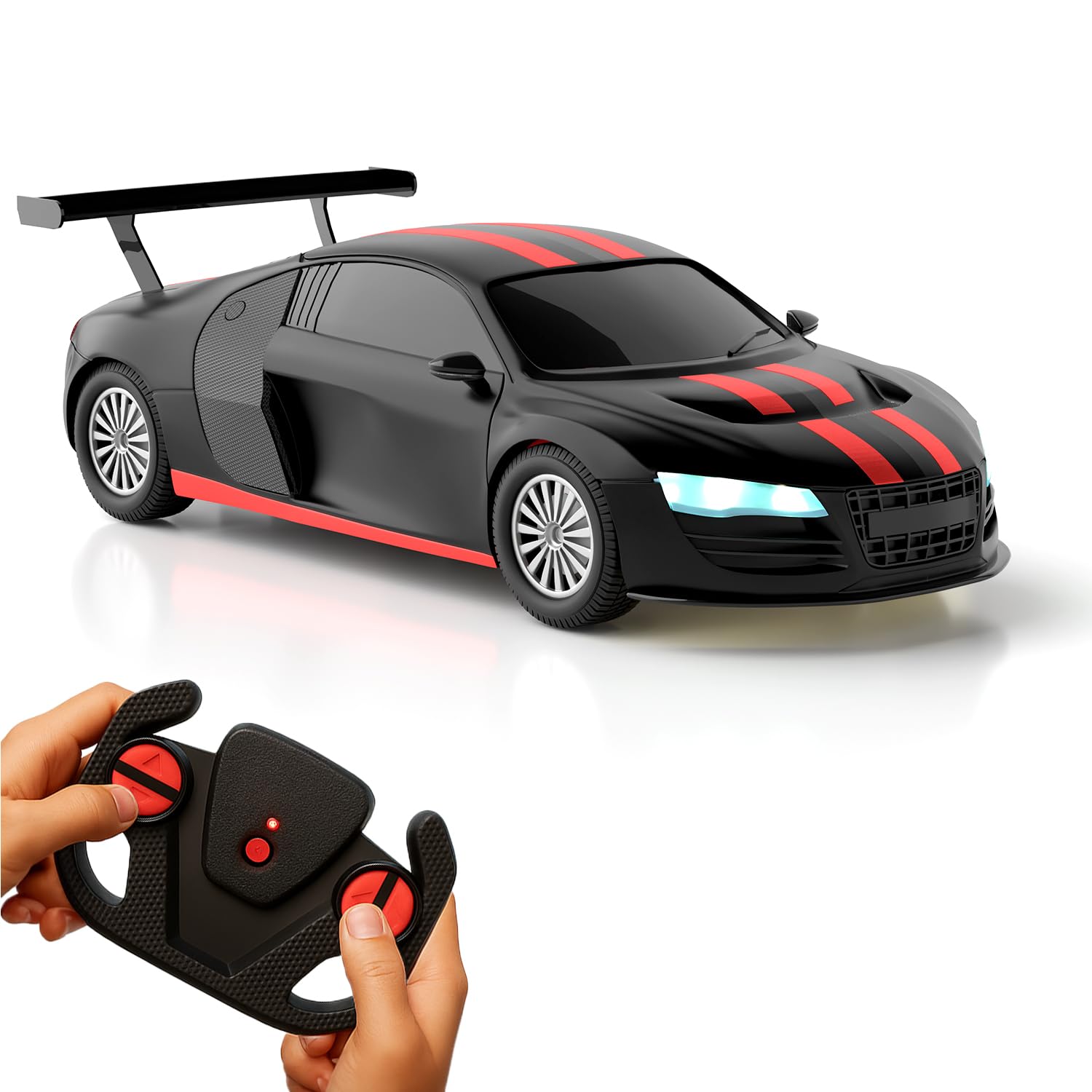 Lifelong Cuppy Remote Control Car Toy for Kids | 2.4GHz High-Speed Racing Car with LED Lights, Rechargeable Battery | Type-C USB Charging, Anti-Skid Tyres, Independent Suspension, BIS Certified