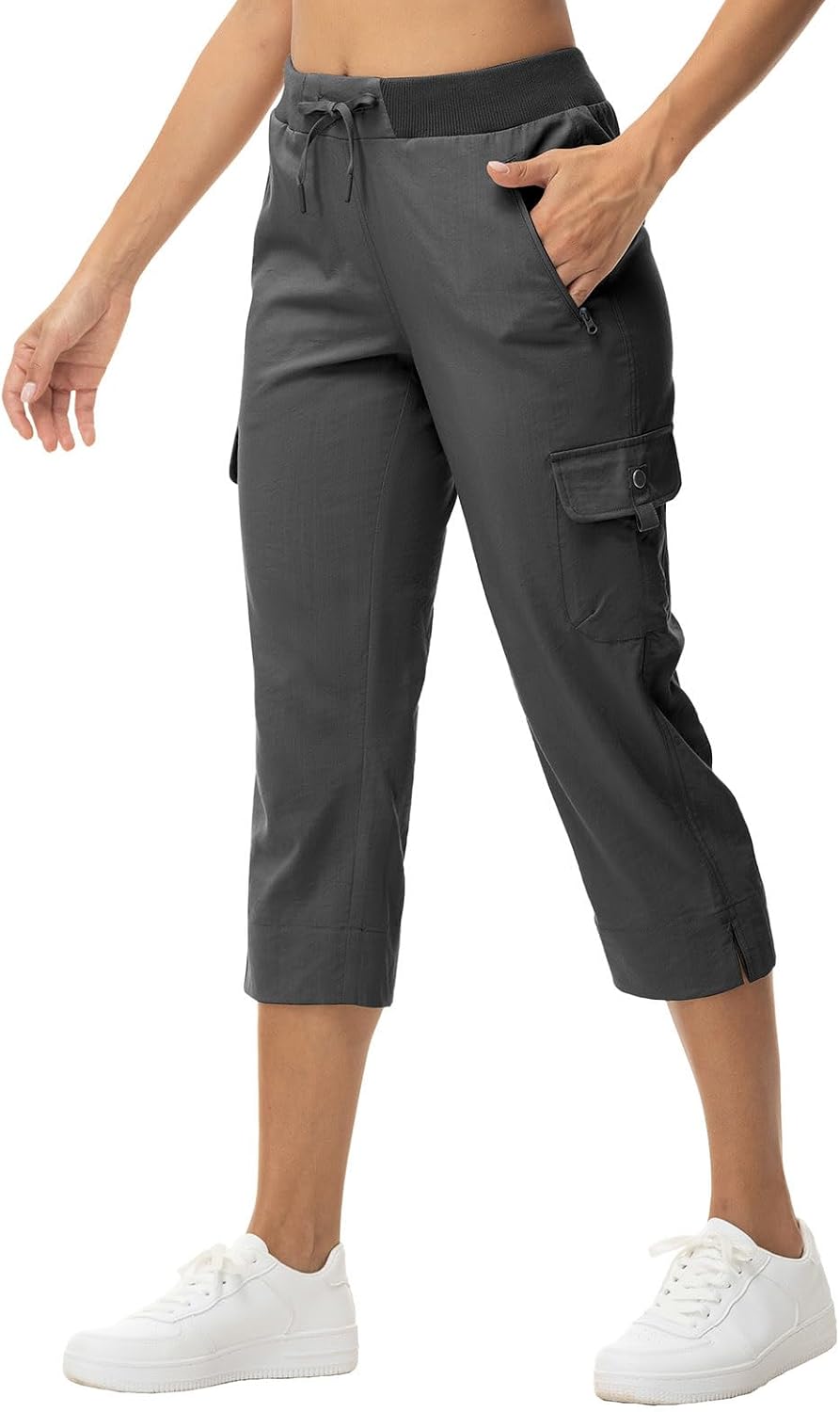 YSENTO Womens Cargo Capri Pants with Pockets Summer Bottoms Lightweight Quick Dry Hiking Athletic Joggers