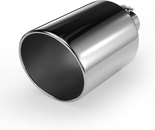 Richeer Punta de escape de 4 a 10 pulgadas, entrada de 4 pulgadas, salida de 10 pulgadas, longitud total de 18 pulgadas, punta de escape de acero