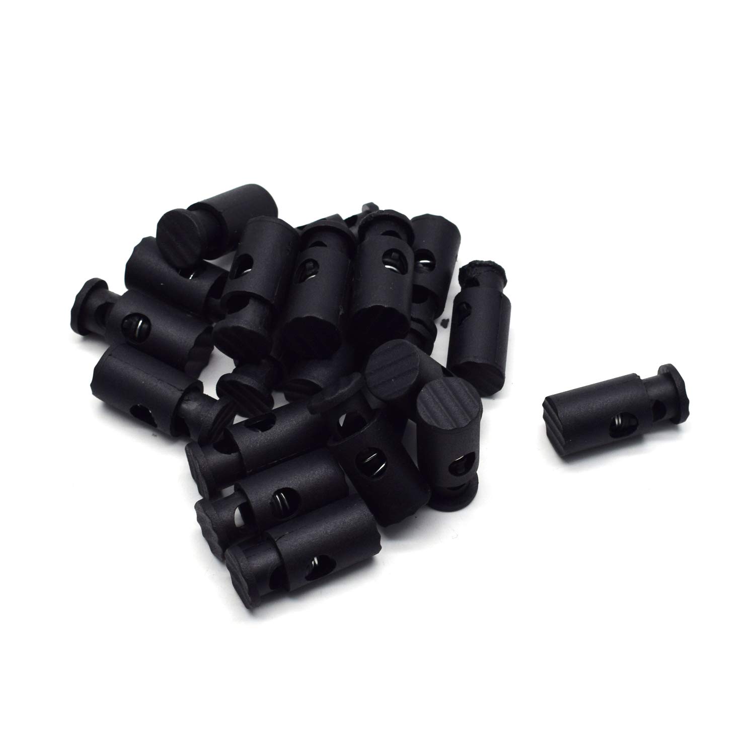 Antrader Spring Loaded Cord Locks, Single Hole Nylon Toggle Stopper for 1/4 in Cord, Pack of 20
