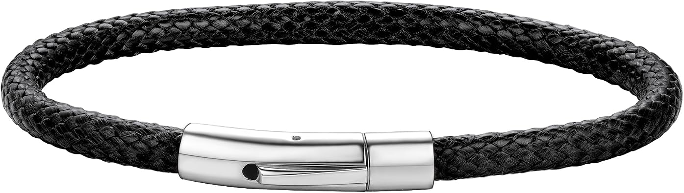 ChainsHouse Personalized Mens Leather Wrist Cuff Bracelets with Custom Beads, Waterproof Wax Rope Braided Cord Bracelet Engraved with Names for Men Women, 7-8.7 inch Length, Send Gift Box