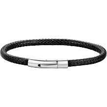 ChainsHouse Personalized Mens Leather Wrist Cuff Bracelets with Custom Beads, Waterproof Wax Rope Braided Cord Bracelet Engraved with Names for Men Women, 7-8.7 inch Length, Send Gift Box