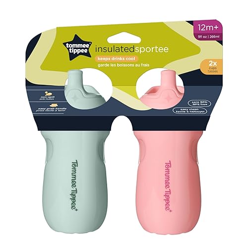 Miniatura 8 de Tommee Tippee Botella de agua deportiva aislada de 9 onzas para niños pequeños de 1 a 3 años, válvula de dos piezas que ayuda a detener derrames,