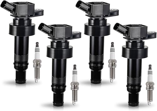 ENA Juego de 4 bobinas de encendido UF652 con bujía de iridio 94017 compatible con Hyundai Kia 2012 2013 2014 2015 2016 2017 2018 2019 Rio 2012-2019