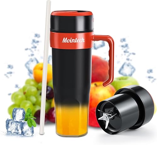 Miniatura 1 de Licuadora personal para batidos y batidos con 6 cuchillas, 21 onzas (20.3 fl oz), exprimidor de tamaño personal USB-C recargable con cepillo para