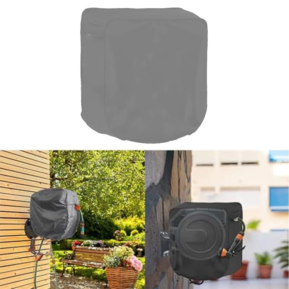 Minhe Cubierta de carrete de manguera de jardín impermeable para exteriores, protección UV, tela Oxford 420D, escudo antipolvo resistente para carretes de manguera retráctiles montados en la pared, 60