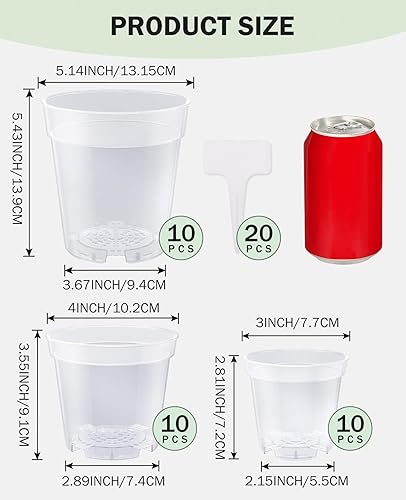 Miniatura 6 de HOMENOTE Macetas transparentes para plantas de vivero, macetas de plántulas de 345 pulgadas con agujeros de drenaje, maceta para plantar flores,