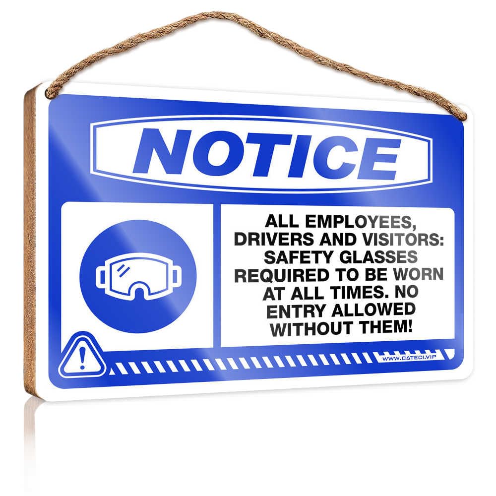 Porch Signs And Decor Outdoor Notice All Employees, Drivers And Visitors Wooden Sign Wall Hanging Decor Men Decorative Hanging Sign(15X28CM)