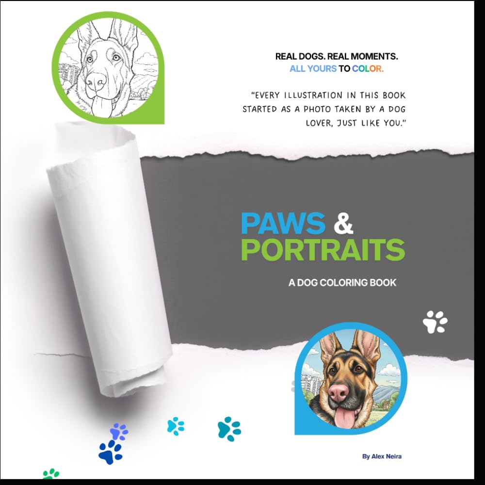 Paws & Portraits: "Real dogs. Real moments. All yours to color."