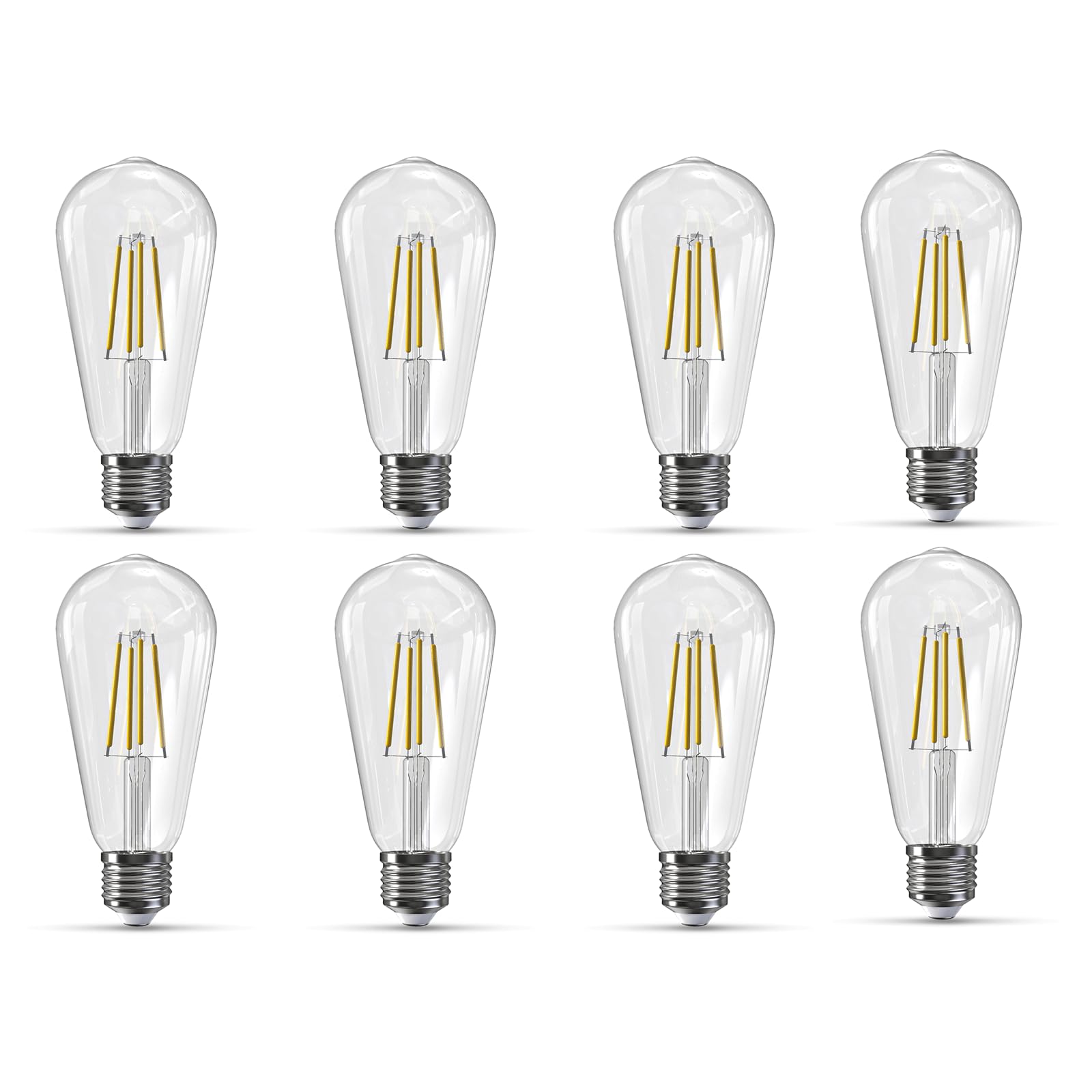 Jensense Edison Bulbs E26 LED Bulb 60 Watt Equivalent, Vintage LED Light Bulbs CRI90+ ST19, Dimmable Clear Light Bulbs (2700K Warm White, 7 watt-8 Pack)