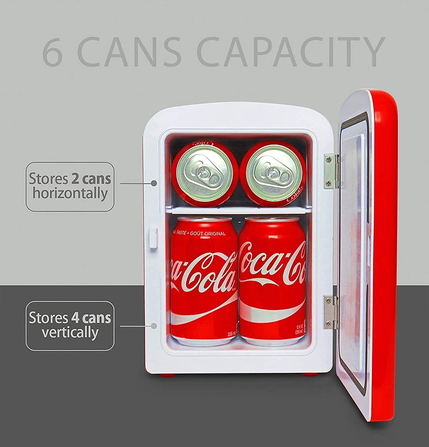 Coca-Cola Mini Fridge for Bedroom, Portable Cooler & Warmer - 4 L/ 6 ...