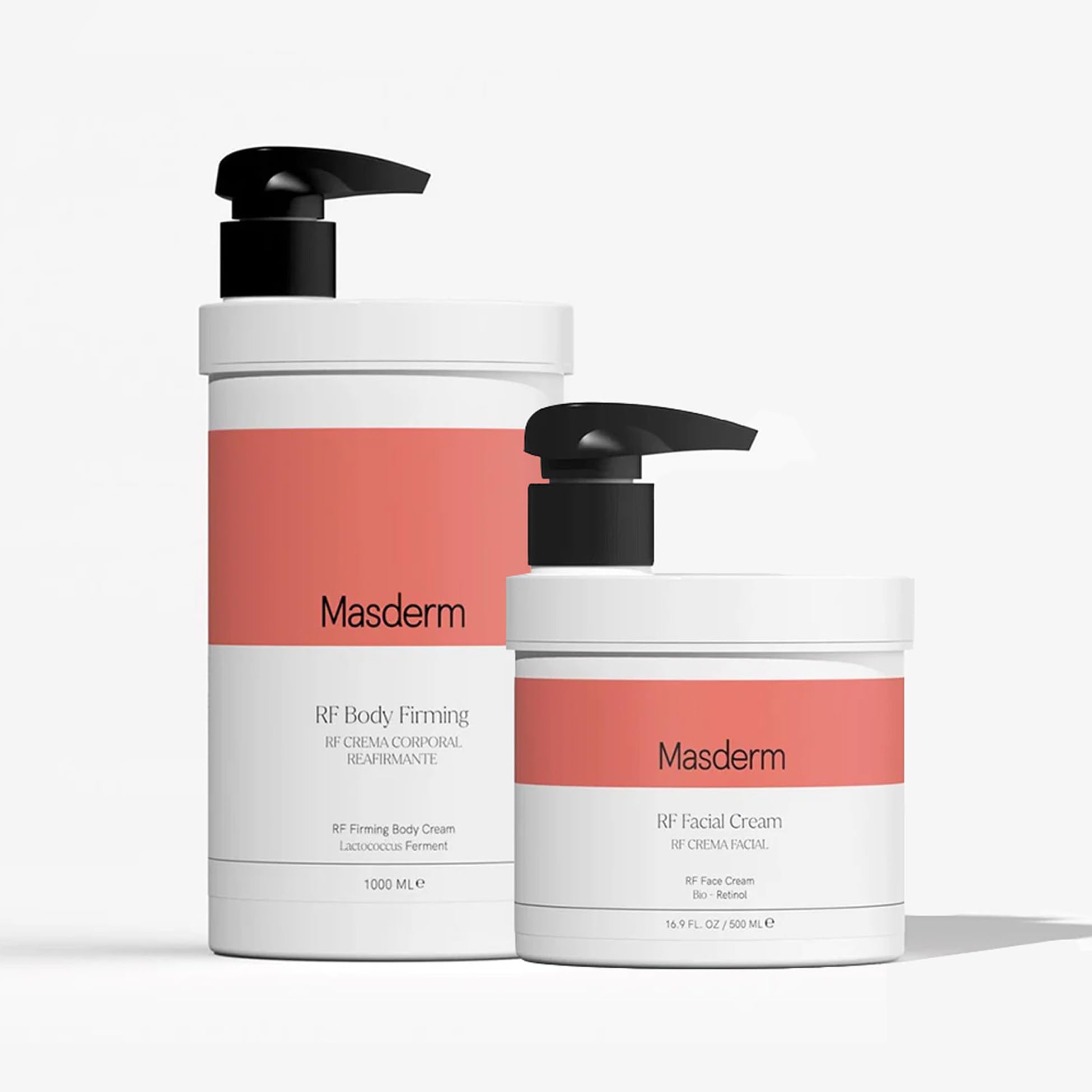 MASDERM Moisturising Face and Body Radio Frequency Gel Cream, Anti Wrinkle Cavitation Ladder, Hyaluronic Acid, Collagen and Anti-Cellulite (500ml and 1 L) - 2 Pack