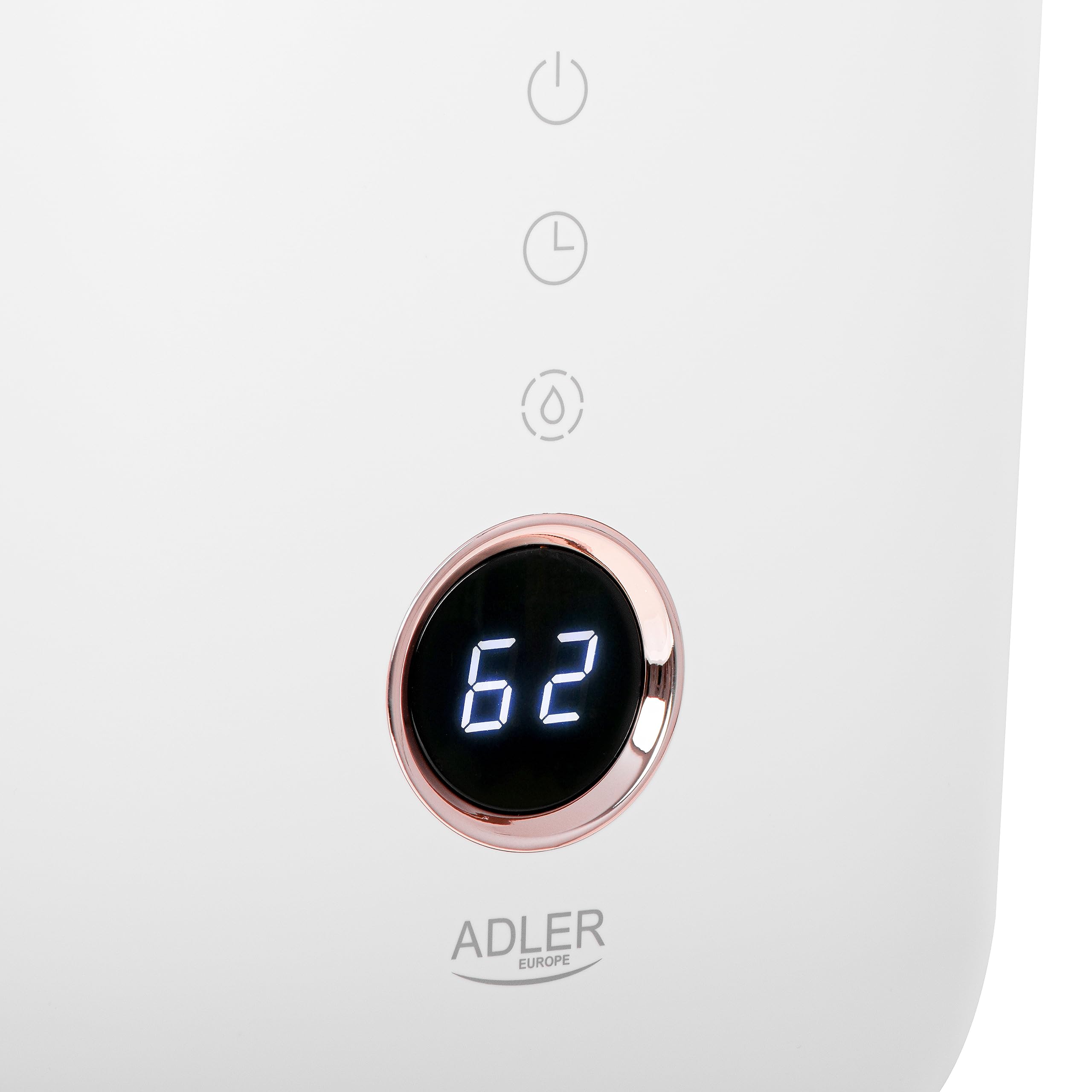 ADLER EUROPE AD 7972 ultradźwiękowy nawilżacz powietrza, ekran LED z przyciskami dotykowymi, zakres pracy do 35 m2, pojemność nawilżania 150-300 ml/h, funkcja aromaterapii (biały)