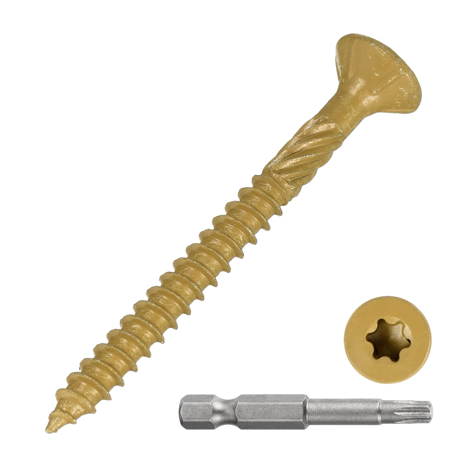 METALLIXITY Deck Screws (#8x1-3/4") 160Pcs, Carbon Steel Wood Screw Decking Screws Epoxy Coated with T25 Torx Drive Head