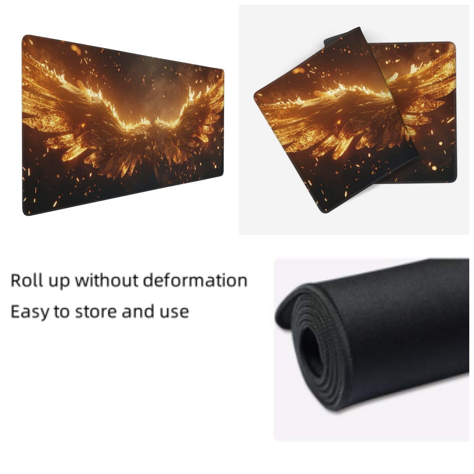 Tapis de Souris XXL 90 x 40 cm, Or & Aile Tapis de Bureau G792