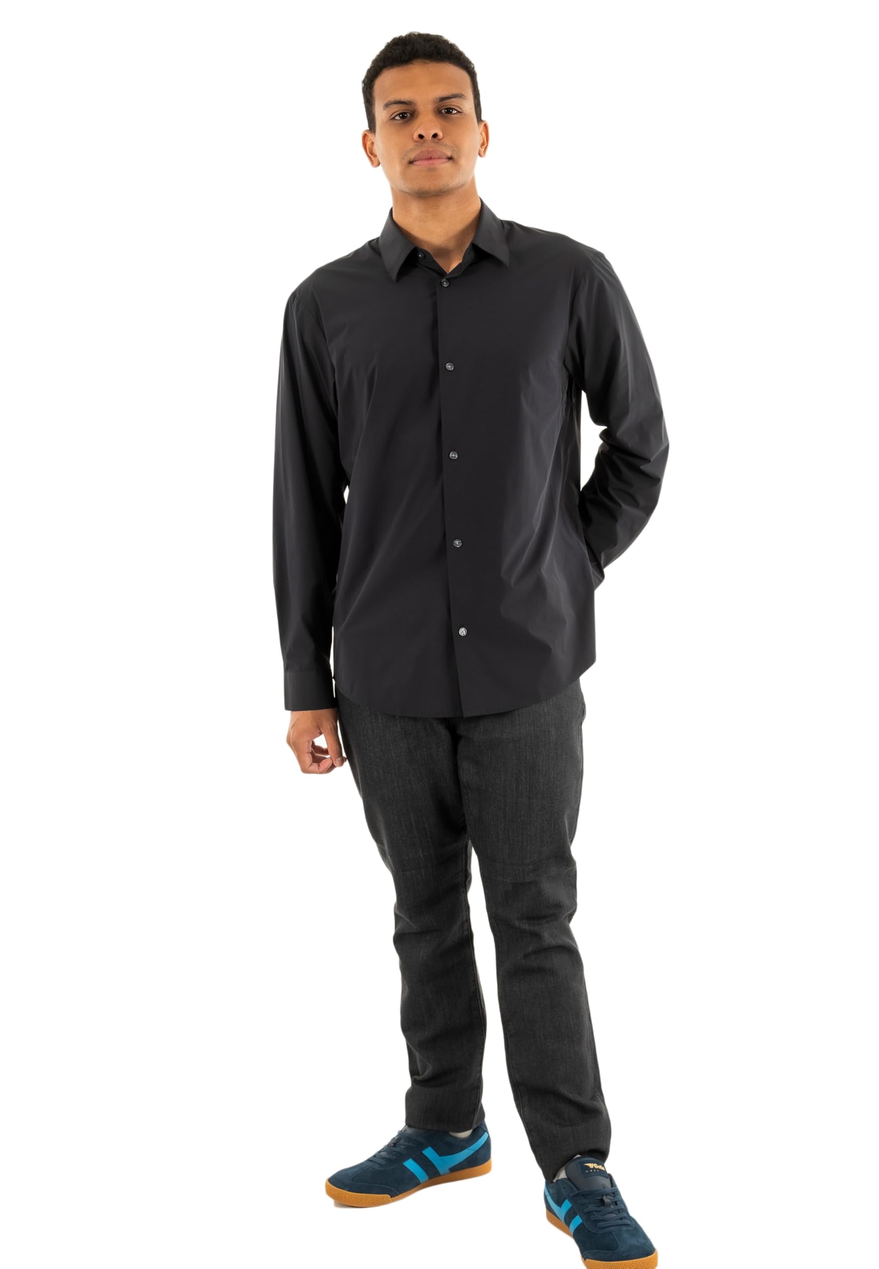 Armani Exchange Men's Essential, down Side Logo Lettering Patch Shirt, Blue, XXL