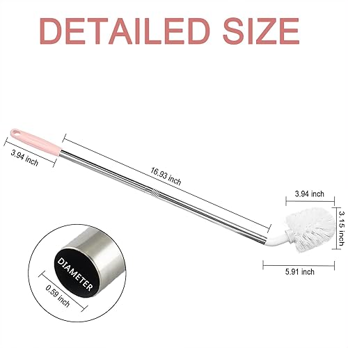 Vista 7 de Cepillo para botellas de agua de acero inoxidable, cepillo de limpieza de mango largo, adecuado para limpiar cubos de 1 a 5 galones, 25 pulgadas