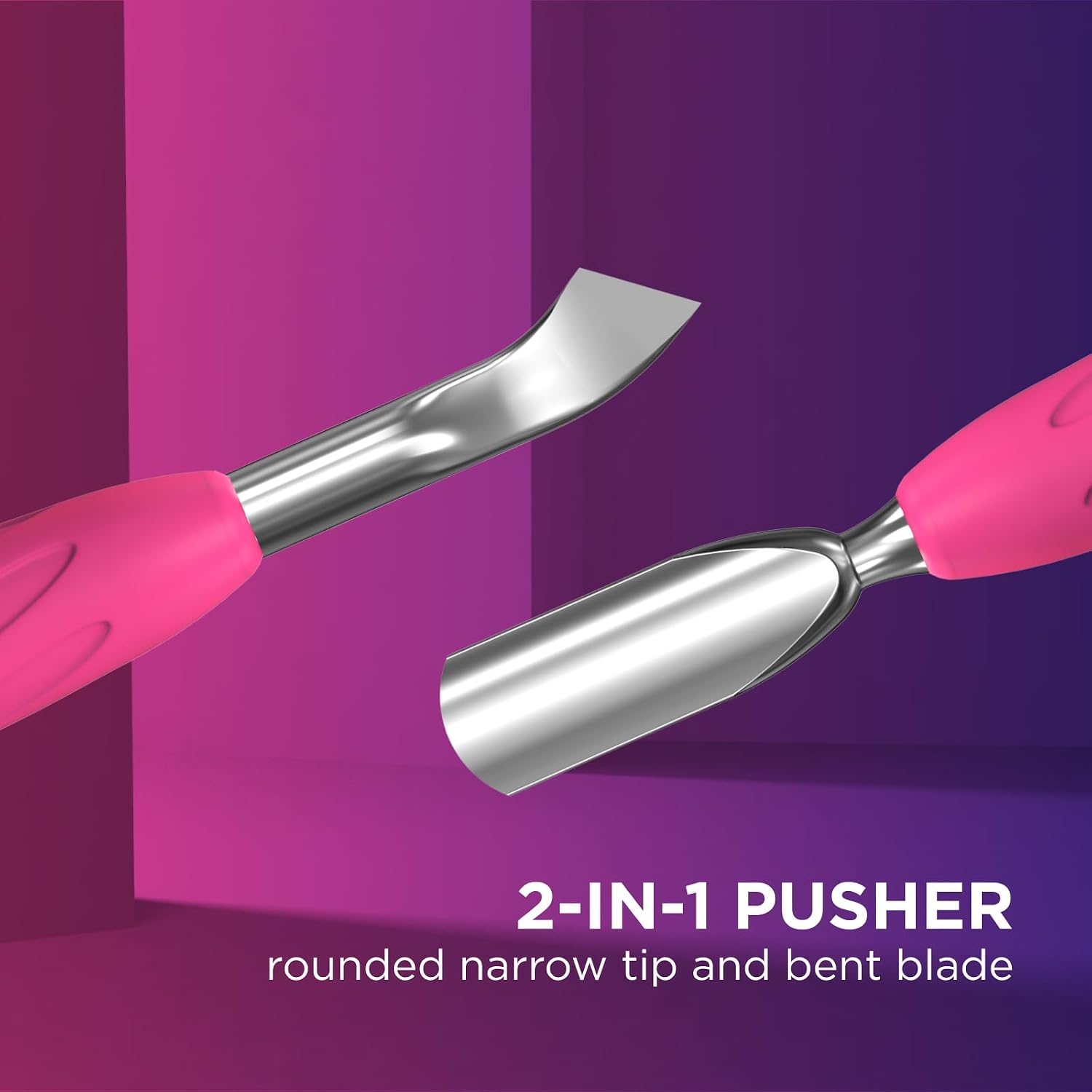 Staleks Pro Manicure Pusher UNIQ 10 Type 4.2 – Silicone Handle – Narrow Rounded Pusher & Bent Blade