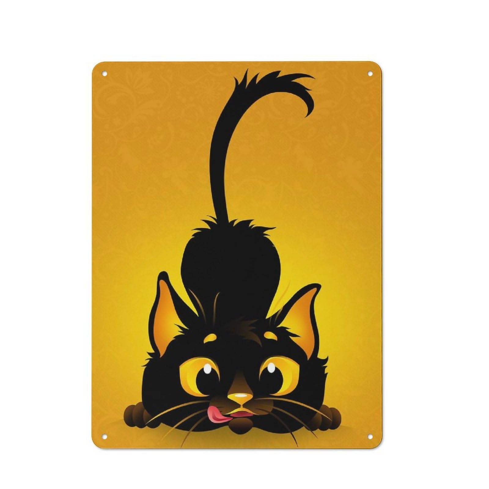 Vintage Metal Plaque 40x30cm Featuring Cute Cat Waiting For You for Hallway Wall, for Wall Display Collectors
