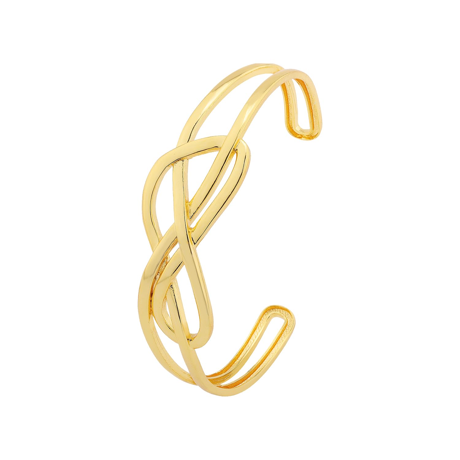 - Valentines Day Golden Intertwined Infinity Cuff Gold Plated Bracelet for Women Designer Love Bracelet Valentine Gift for Her Girlfriend Wife Anniversary Birthday Jewellery
