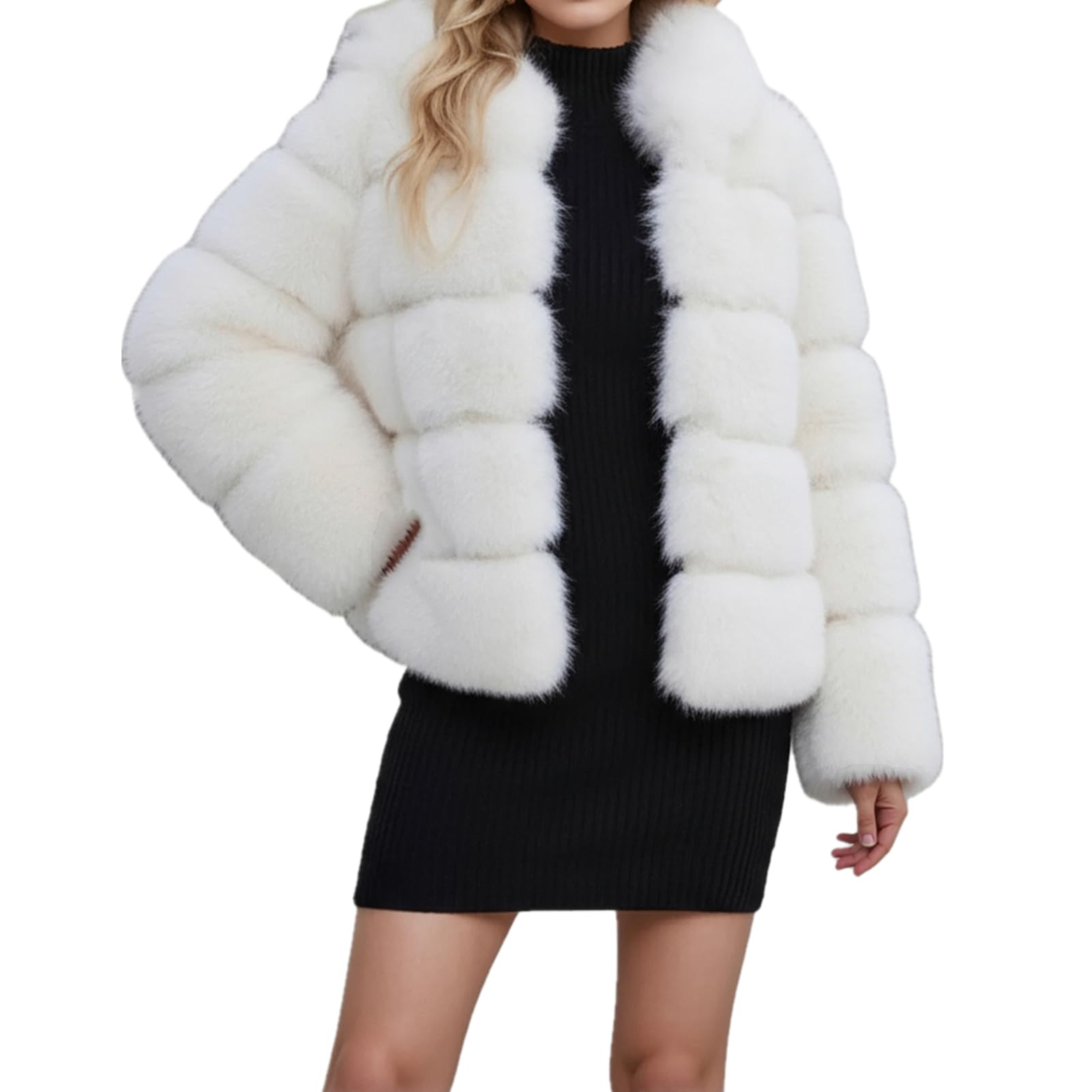 lisa colly Women Winter Furs Coat Jacket Luxury Faux Fox Fur Coat Slim Long Sleeve Collar Coat Faux Fur Coat Overcoat-picture-51