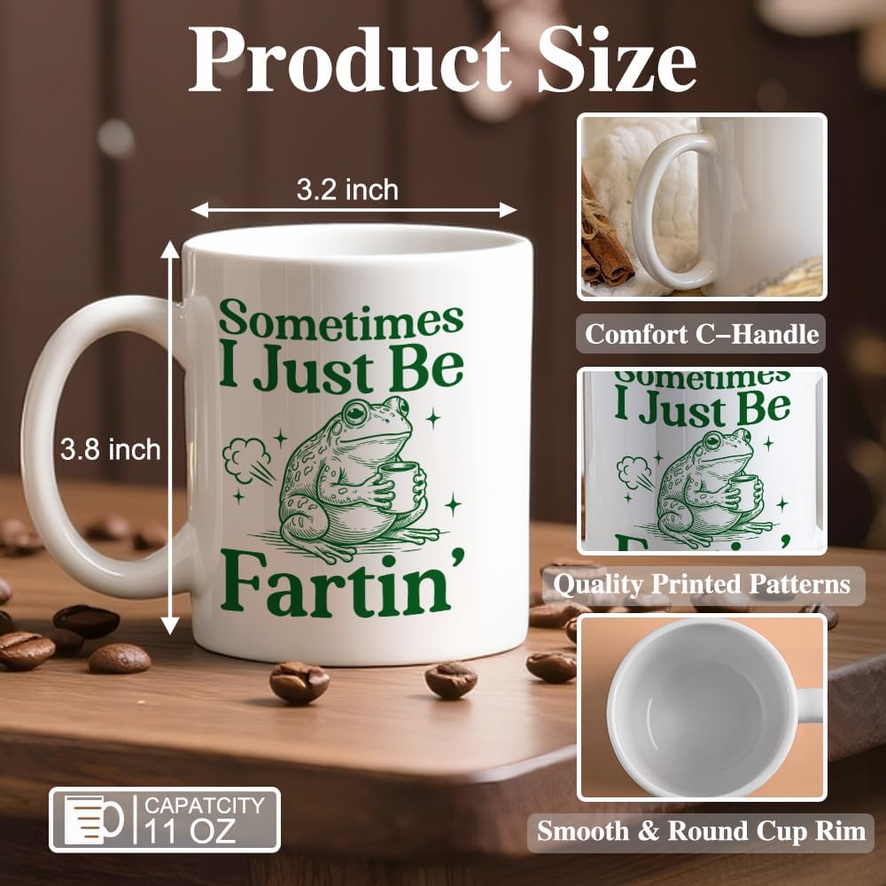 Sometimes I Just Be Fartin Frog Ceramic Coffee Mug for Women Men image 2